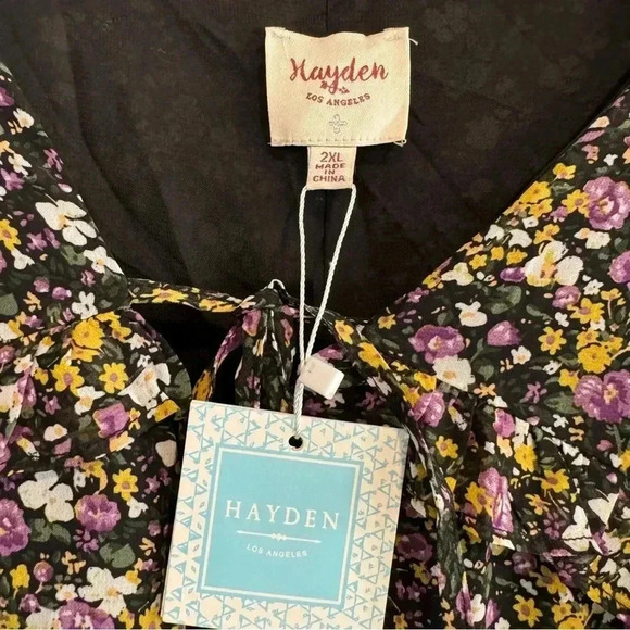 Hayden Floral Shift Dress Cottagecore Boho Peasant Fall Winter 2XL - Picture 7 of 8